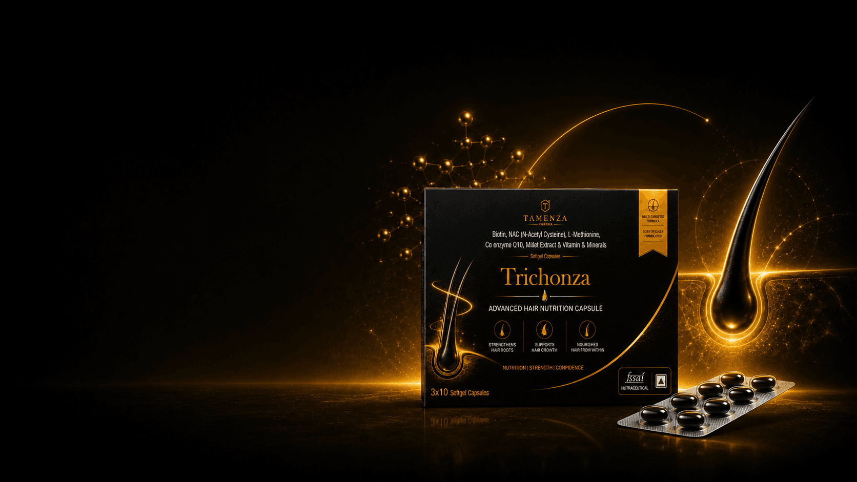 TRICHONZA Advanced Multi-Targeted Hair Nutrition Softgel Banner